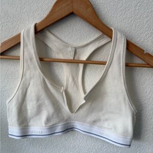 COTTON RIB SPLIT NECK BRALETTE 
MARBLE STRIPE / M